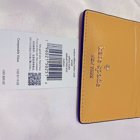Kate Spade Madison Saffiano Leather Cardholder,Daffodil New with dust bag - Picture 4 of 11